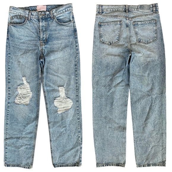 REVICE DENIM Super 80’s Light Stone Washed Button Fly Ripped Baggy Jeans Size 29 - Picture 1 of 9
